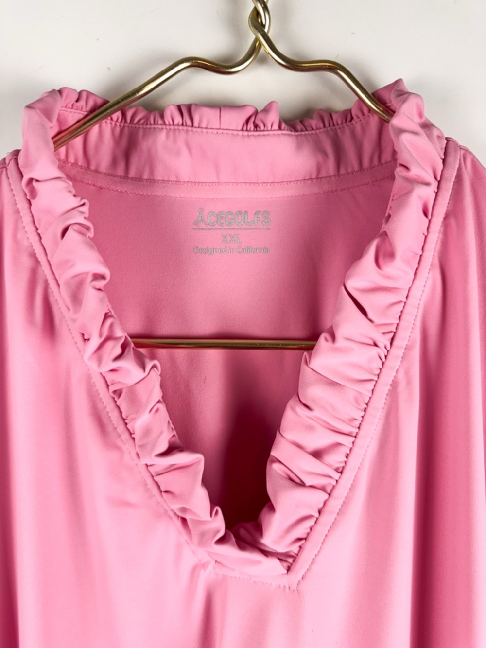 Cegolfs UPF 50+ Ruffle Neck Sweatshirt Sz XXL Preppy Tennis Pink Outdoor NEW - Picture 2 of 8